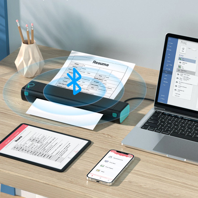 Portable wireless printer, ideal for on the go, D810 Bluetooth thermal printer, supports US letter paper size 8.5 x 11 inches, including printers for tattoo studios and offices.