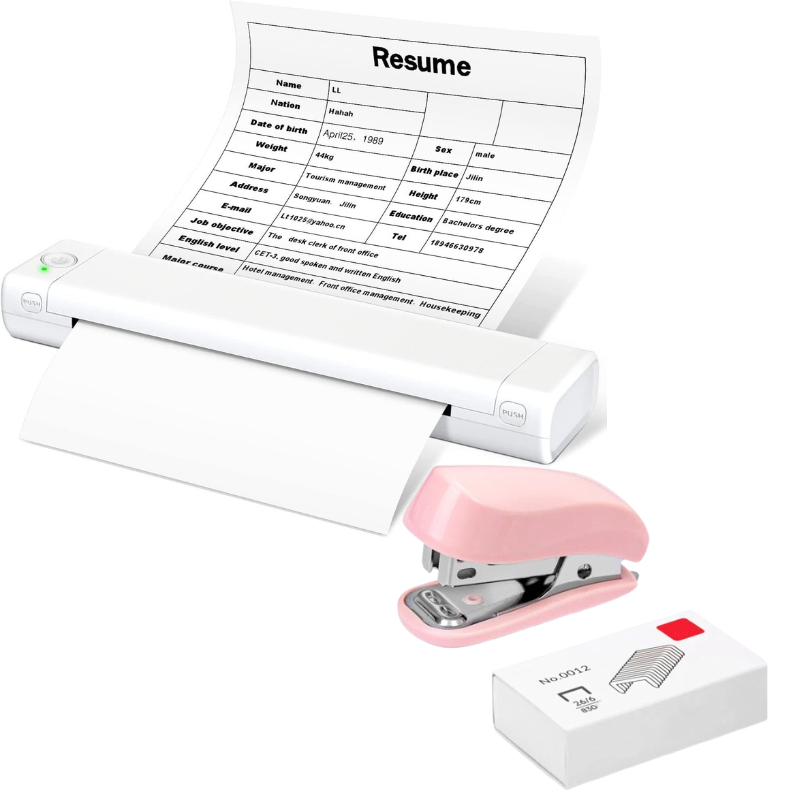 Portable wireless printer, ideal for on the go, D810 Bluetooth thermal printer, supports US letter paper size 8.5 x 11 inches, including printers for tattoo studios and offices.