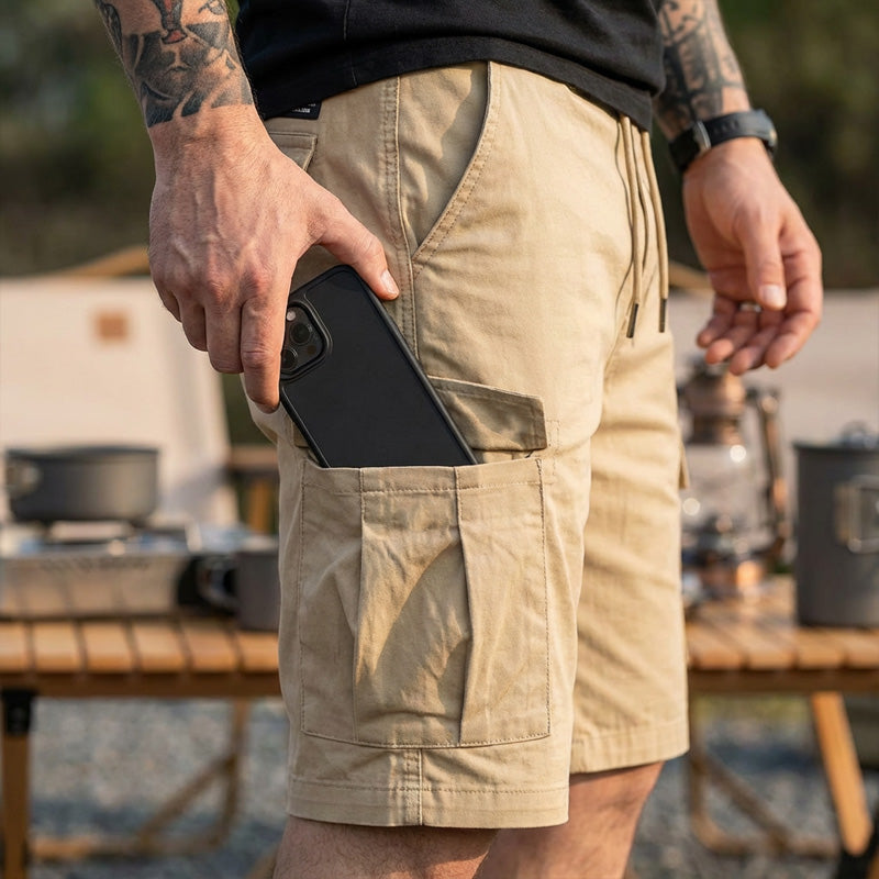🩳 Men's Casual Cargo Shorts with Drawstring Waist – Multi-Pocket, Lightweight & Breathable