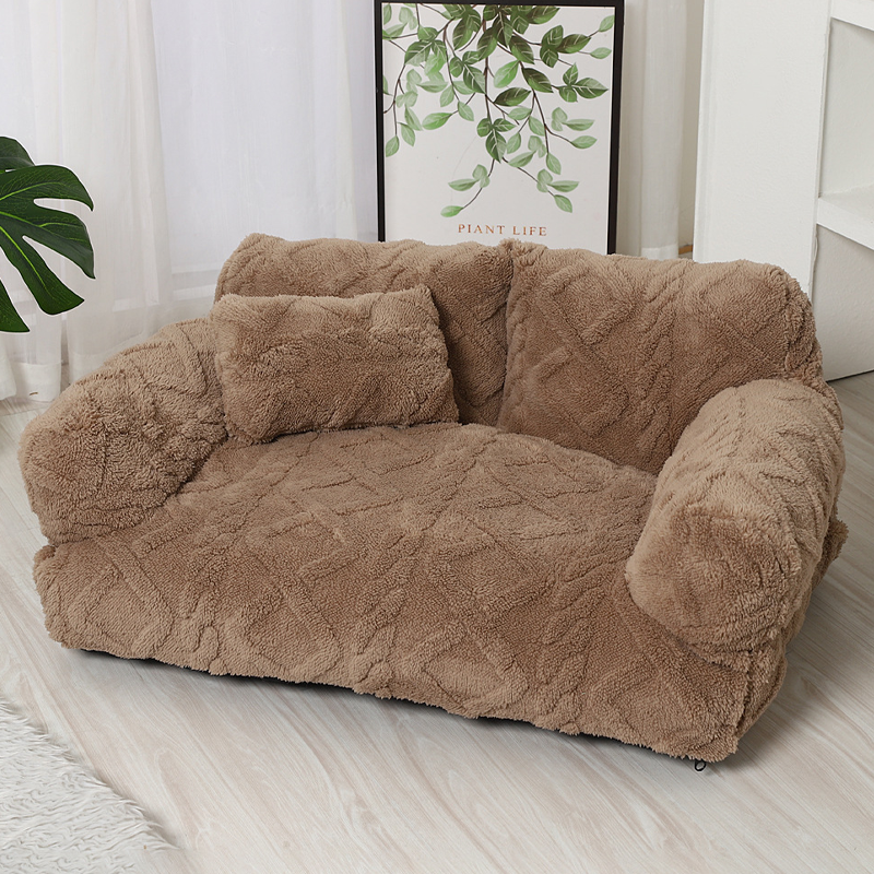 💎 Plush Calming Pet Sofa Bed – Raised Rim, Removable Cover & Non-Slip Bottom for Cats & Dogs 🛋️🐾
