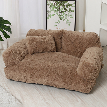 💎 Plush Calming Pet Sofa Bed – Raised Rim, Removable Cover & Non-Slip Bottom for Cats & Dogs 🛋️🐾